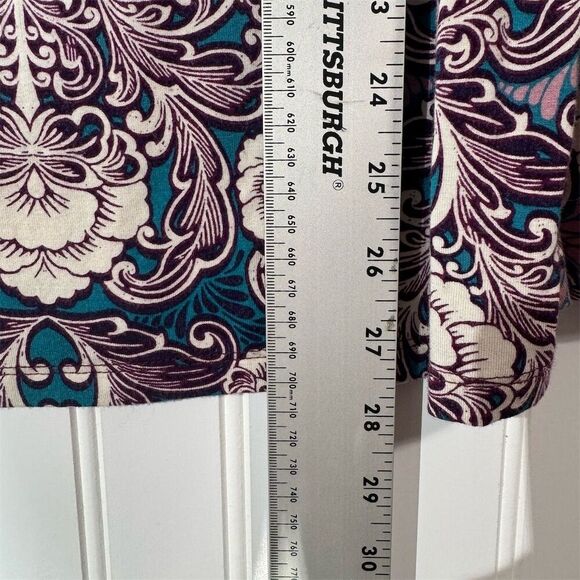 Talbots Woman 2X Cowl Neck Top Floral Damask Print Stretchy Soft Boho Lagenlook - Picture 5 of 7